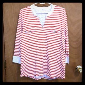 J.Crew Light Red/White Striped Top